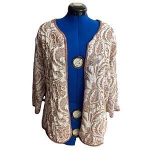 NORM
THOMPSON, Escape from the Ordinary,Shrug/Sweater, Sz 1X, Brown & White